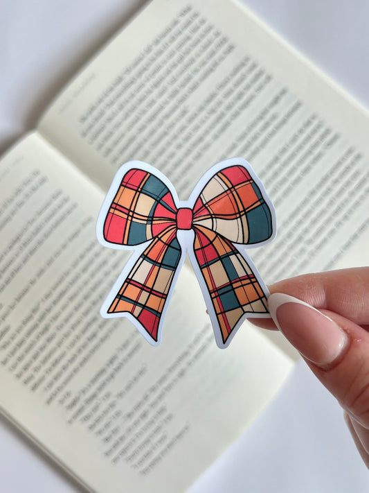 Autumn Plaid Bow Sticker