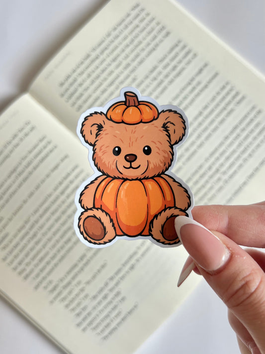 Pumpkin Teddy Bear Sticker